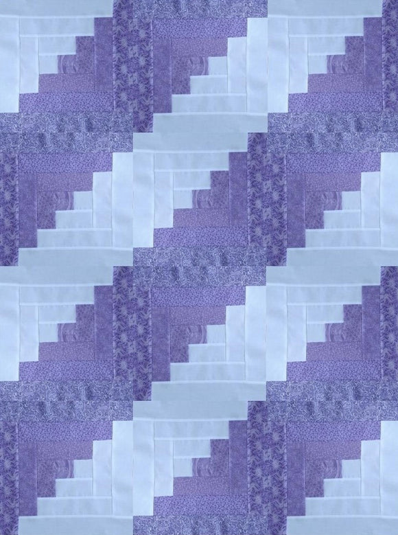 Purples and White Log Cabin Block Kit - Makes a 42 x 56 Quilt Top