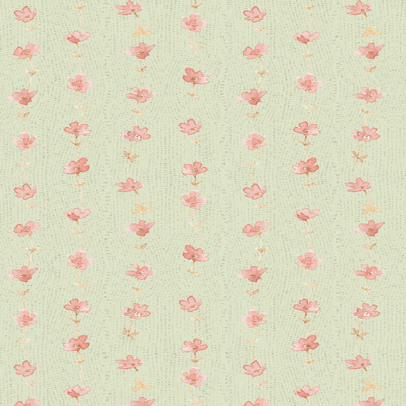 Daisy Days Green/Pink Floral Stripe