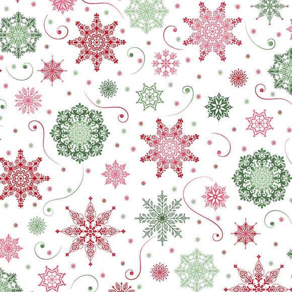 Christmas Night Snowflakes - White Background