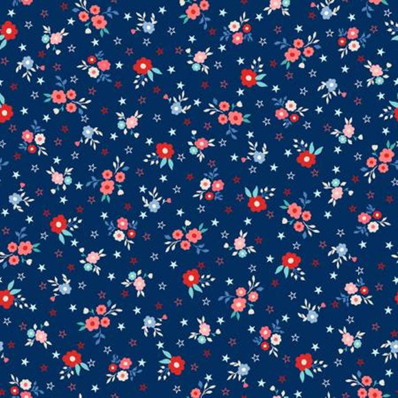 Star-Spangled Beauty Navy Bouquets Quilt