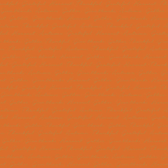 Shades of Autumn Script Orange with Sparkle Yardage