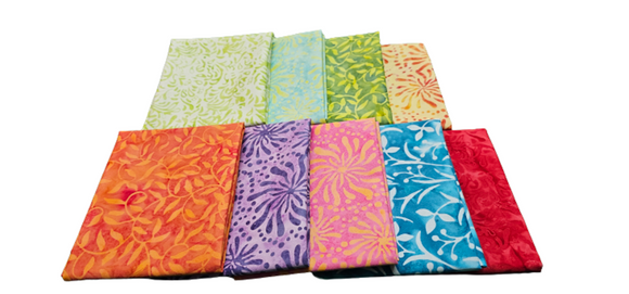 Color Therapy Batiks 9pc Fat Quarter Bundle Hand Cut by Fuller Fabrics