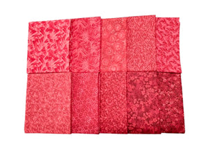 Fat Quarter Bundle Assorted Red Prints - 10 pcs