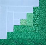 Greens and White Log Cabin Block Kit - Makes a 42 x 56 Quilt Top