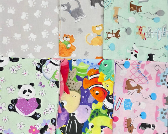 Animal Party Fat Quarter Bundle 6pcs