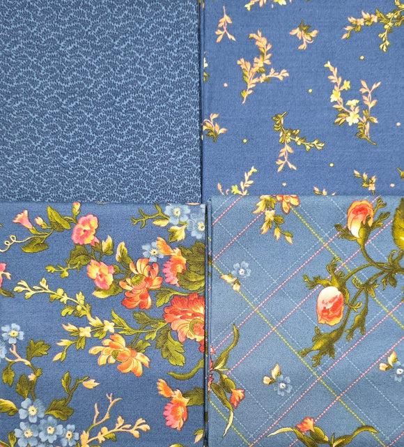 Blue Belle Epoque Fat Quarter Bundle 4 pcs