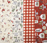 Rail Fence Quit Kit - Santa's Tree Farm Prints Reds 32" x 48" - Makes 24 Blocks