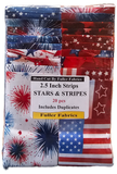 Stars and Stripes 2.5" Strips 20pcs Handcut by Fuller Fabrics