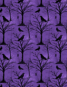 Moonlit Manor Trees & Critters All Over Purple Yardage