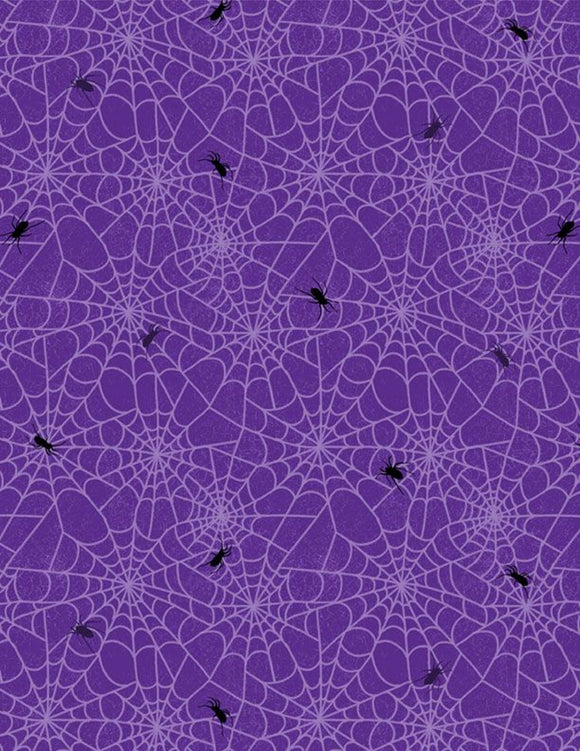 Moonlit Manor Spiderwebs Purple Yardage