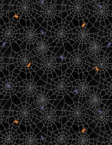 Moonlit Manor Spiderwebs Black Yardage
