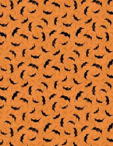 Moonlit Manor Bats Orange Yardage