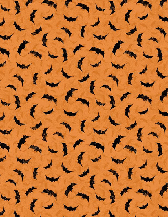 Moonlit Manor Bats Orange Yardage