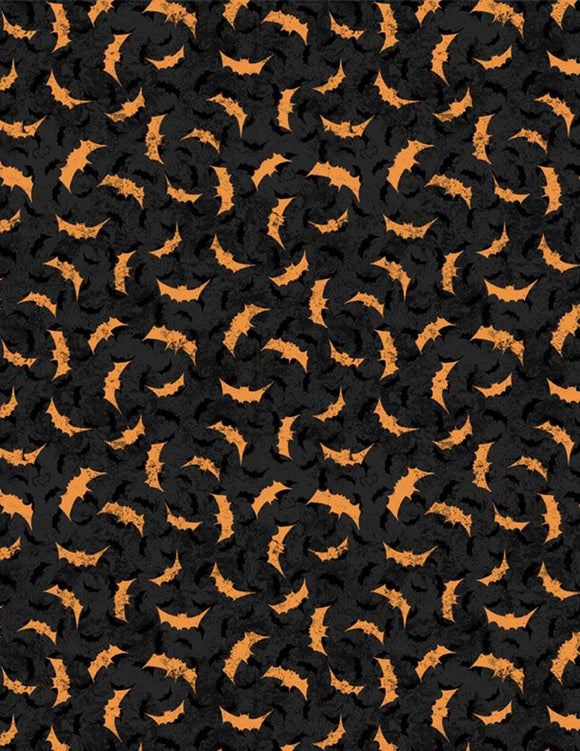 Moonlit Manor Bats Black Yardage