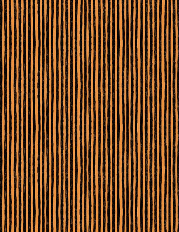 Moonlit Manor Stripes Orange/Black Yardage