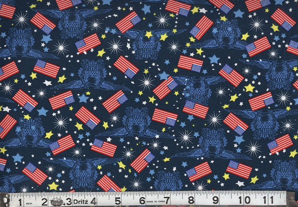 Patriotic Red White Blue Yardage