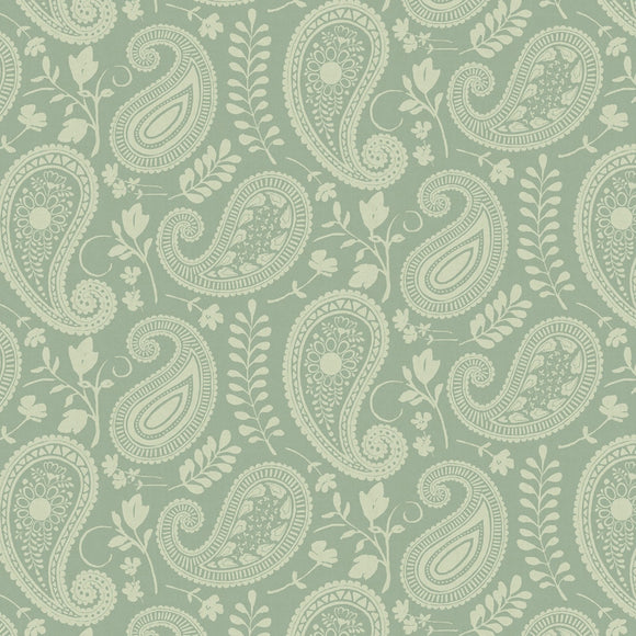 Daisy Days Green Tonal Paisley