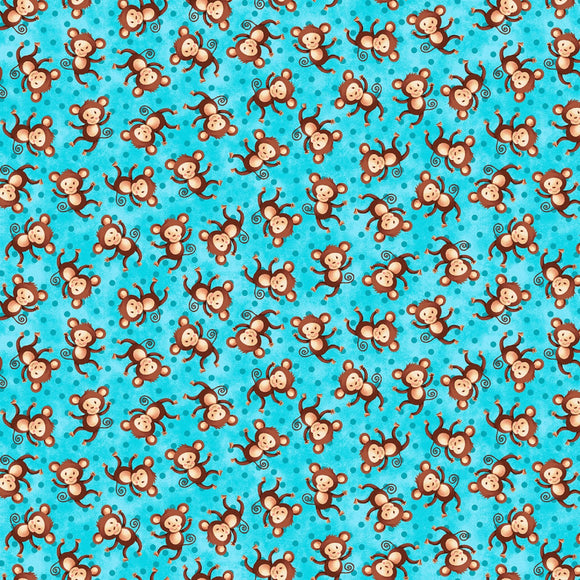 Party Animals Turquoise Tossed Monkeys