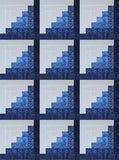 Blues and White Log Cabin Block Kit - Makes a 42 x 56 Quilt Top - Revised Fabric 1/24