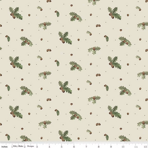 Lets Get Lost in the Woods Acorns and Leaves Off White