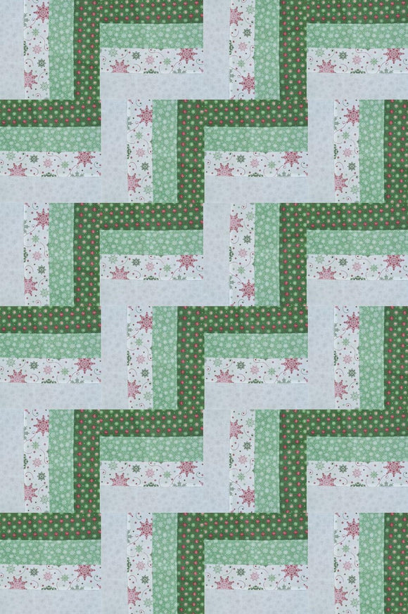 Handcut Christmas Night Rail Fence Quilt Kit-32