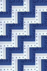 Rail Fence Quit Kit - Documentaries Blue/White Prints 32" x 48" - Makes 24 Blocks
