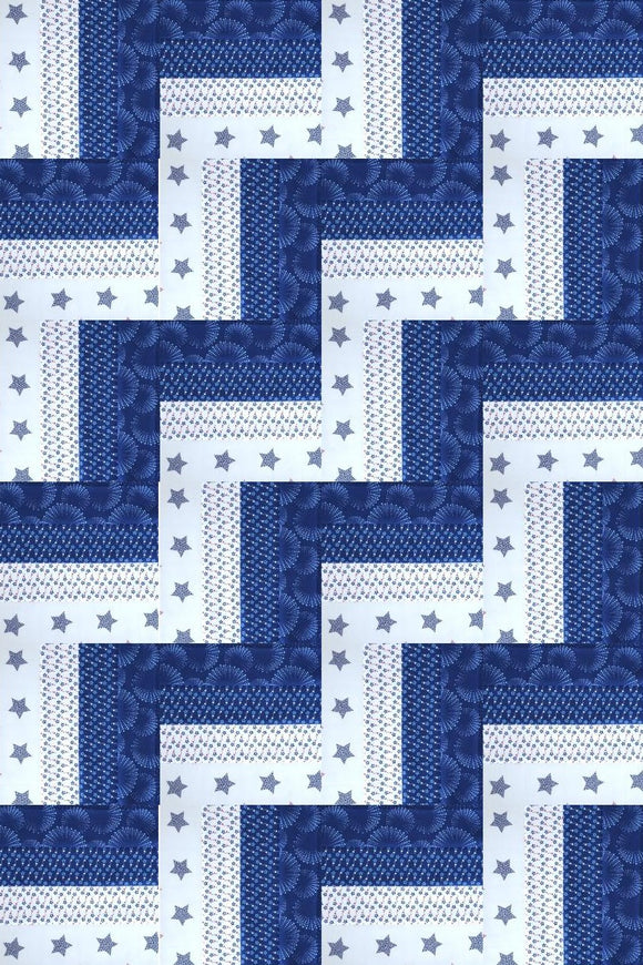 Rail Fence Quit Kit - Documentaries Blue/White Prints 32