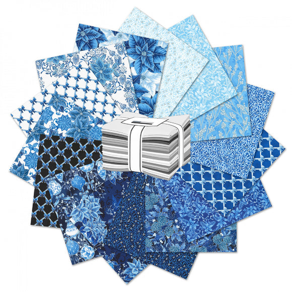 Holiday Flourish Festive Finery Blue Fat Quarter Bundle - 15pcs