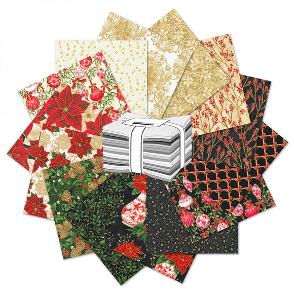 Holiday Flourish Festive Finery Cream & Black Fat Quarter Bundle - 14pcs