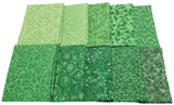 Fat Quarter Bundle Assorted Green Prints - 10 pcs