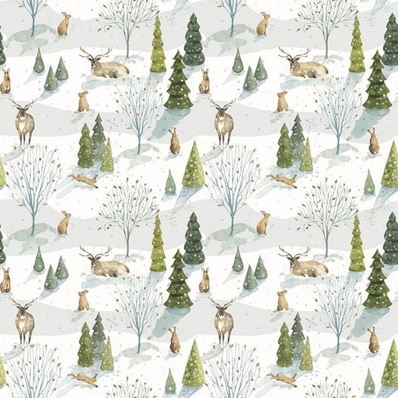 Santa's Tree Farm Woodland Snowy Yardage
