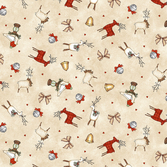 Homemade Holidays Little Deer Cream Yardage