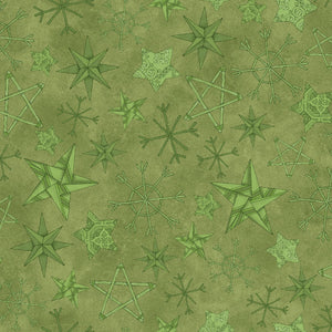 Homemade Holidays Straw Stars Green Yardage