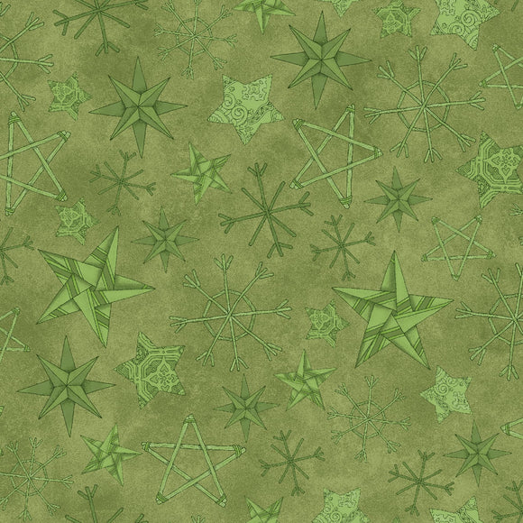 Homemade Holidays Straw Stars Green Yardage