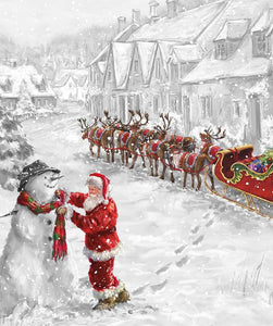 More Christmas Wishes Santa's Snowman Panel 35.5"x43"