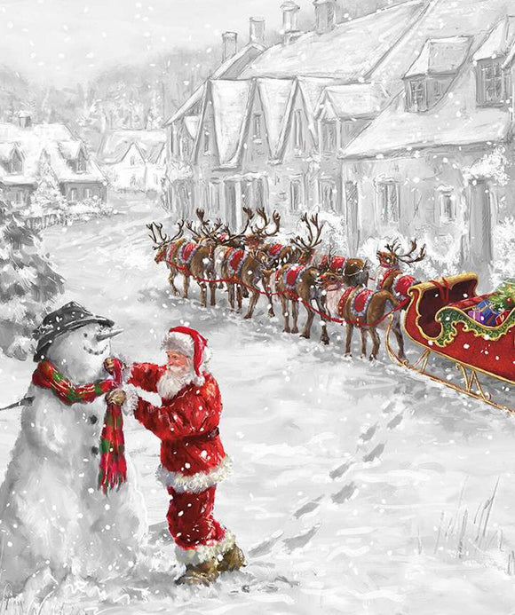 More Christmas Wishes Santa's Snowman Panel 35.5
