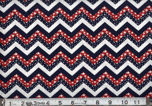 Patriotic Chevron Stars Red White and Blue Yardage