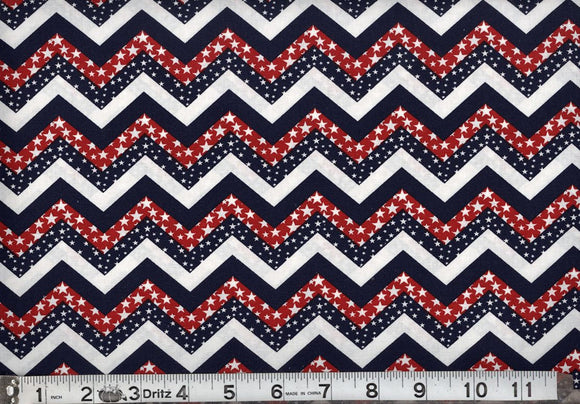Patriotic Chevron Stars Red White and Blue Yardage