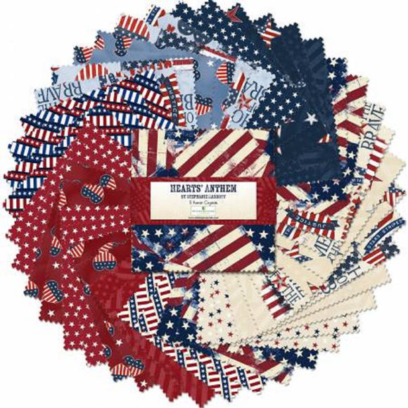 Wilmington Prints Hearts Anthem, 5in Squares - 42pcs