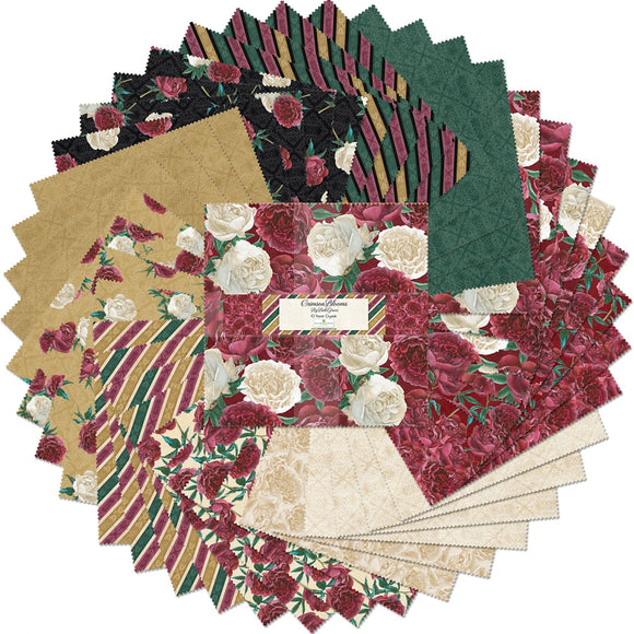 Crimson Blooms 10in Squares 42pcs