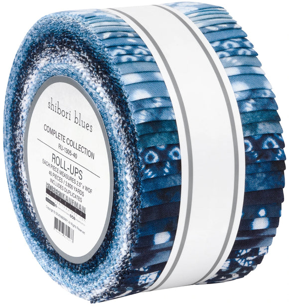 2.5in Stripss Artisan Batiks Shibori Blues 40pc - Revised