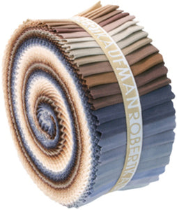 2-1/2in Strips Roll Up Kona Cotton Solids Neutrals Palette 41pcs