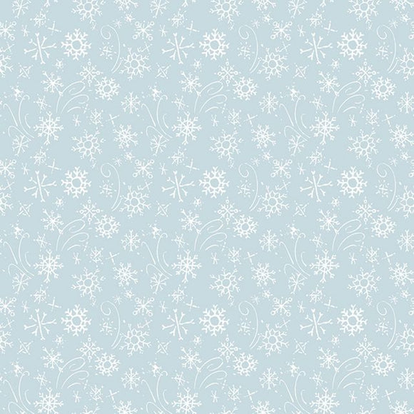 Santa's Tree Farm Snowflakes Sky Yardage