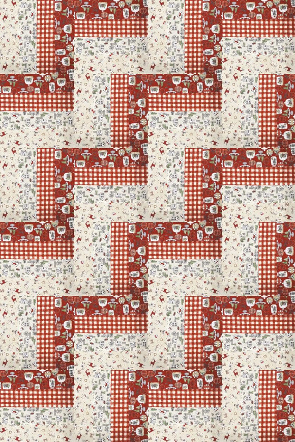 Rail Fence Quit Kit - Santa's Tree Farm Prints Reds 32