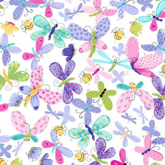 Flutter the Butterfly Butterflies Purple Yardage