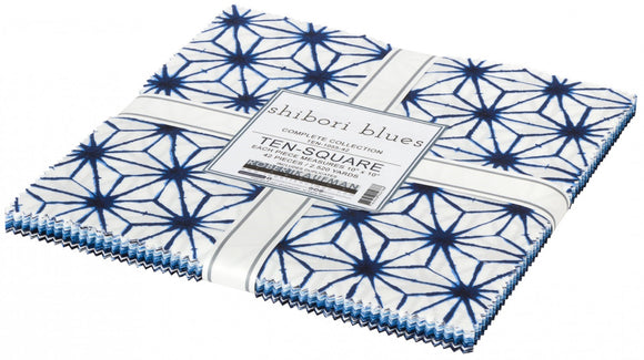 10in Squares Artisan Batiks Shibori Blues 42pc