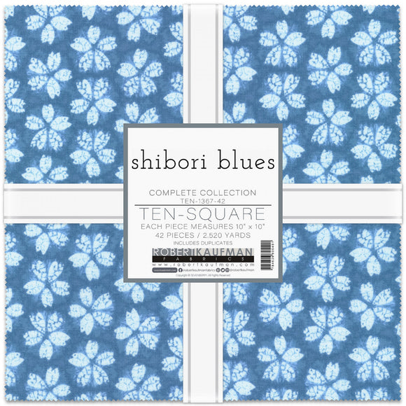 10in Squares Artisan Batiks Shibori Blues 42pc - Revised