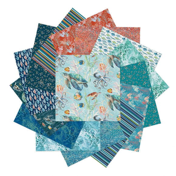 10in Squares Under the Sea 42pcs/bundle
