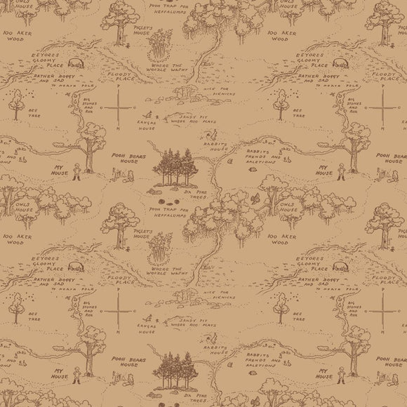 Winnie the Pooh Map Brown Yardage