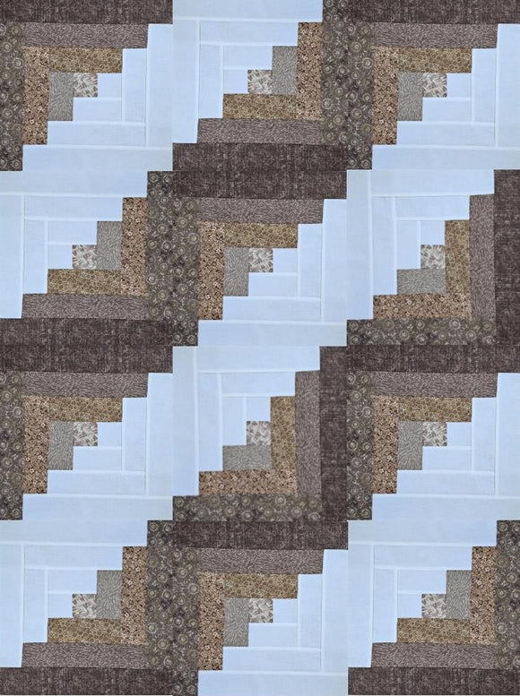 Browns and Bone Log Cabin Block Kit - Makes a 42 x 56 Quilt Top